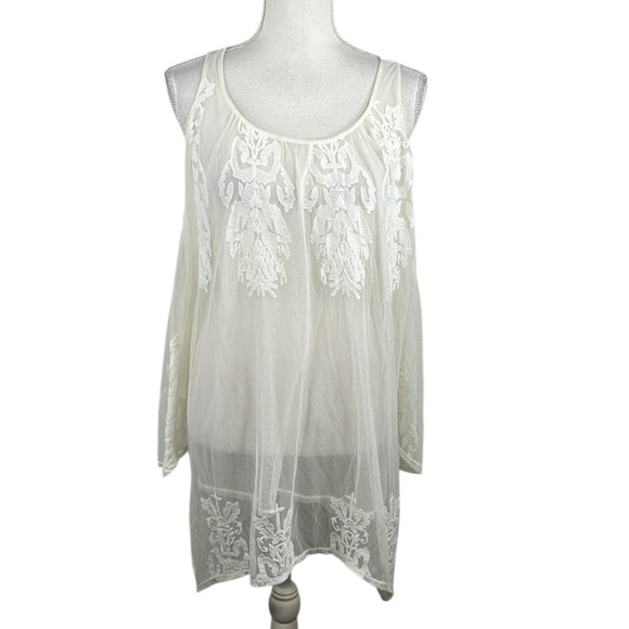 XCVI Tops - XCVI Cream Boho Floral Sheer Festival Romantic Lace Flowy Top Size Medium